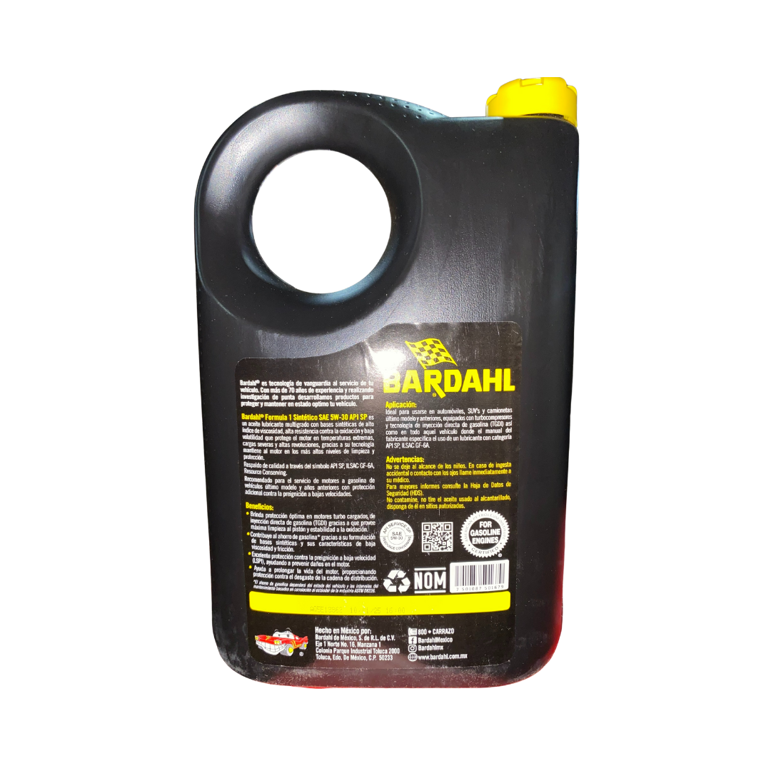 Aceite Sintético para Motor a Gasolina Bardahl Fórmula 1 SAE 5W-30 API SP