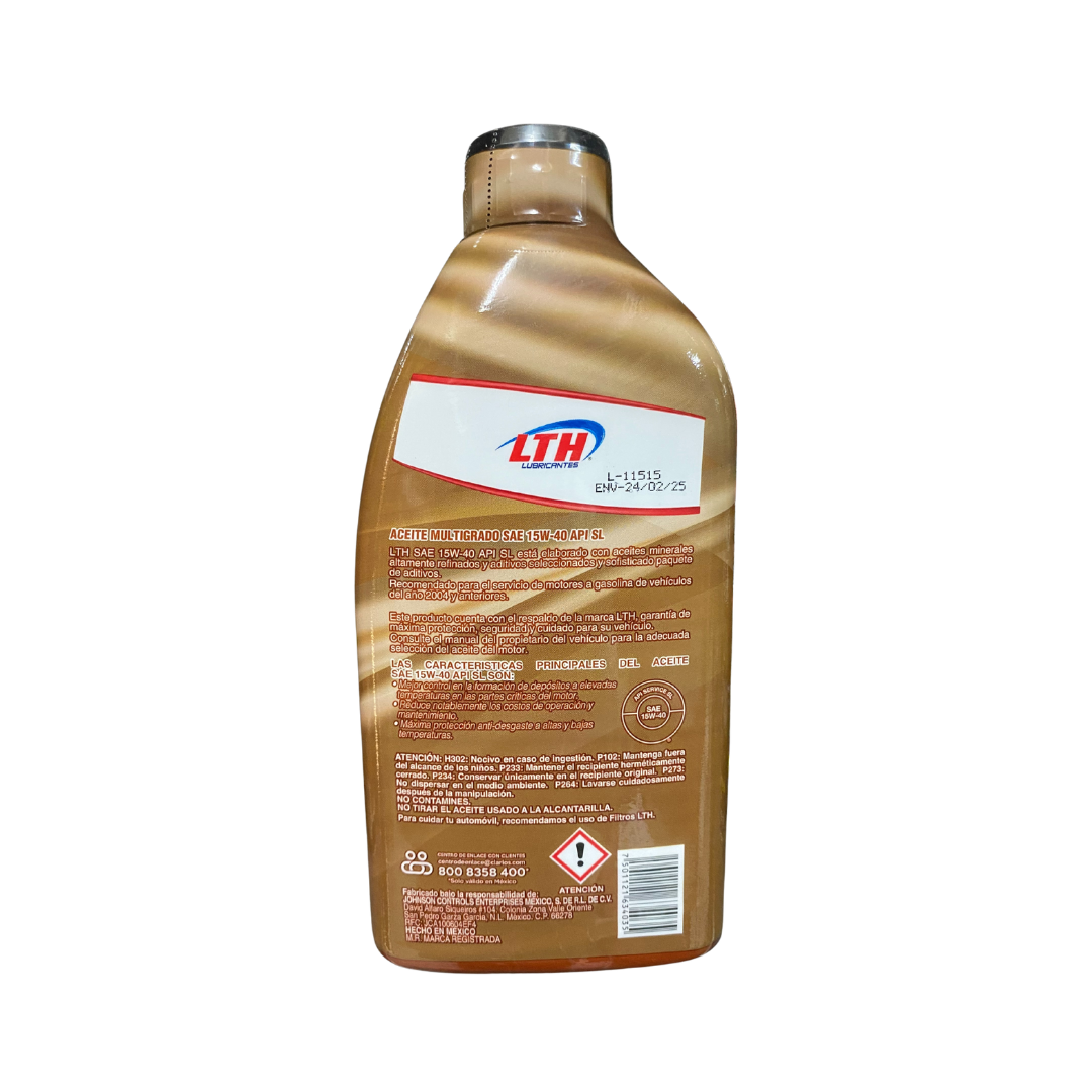 Aceite para motor LTH SAE 15W-40 API SL 946 ml – Gasolina multigrado