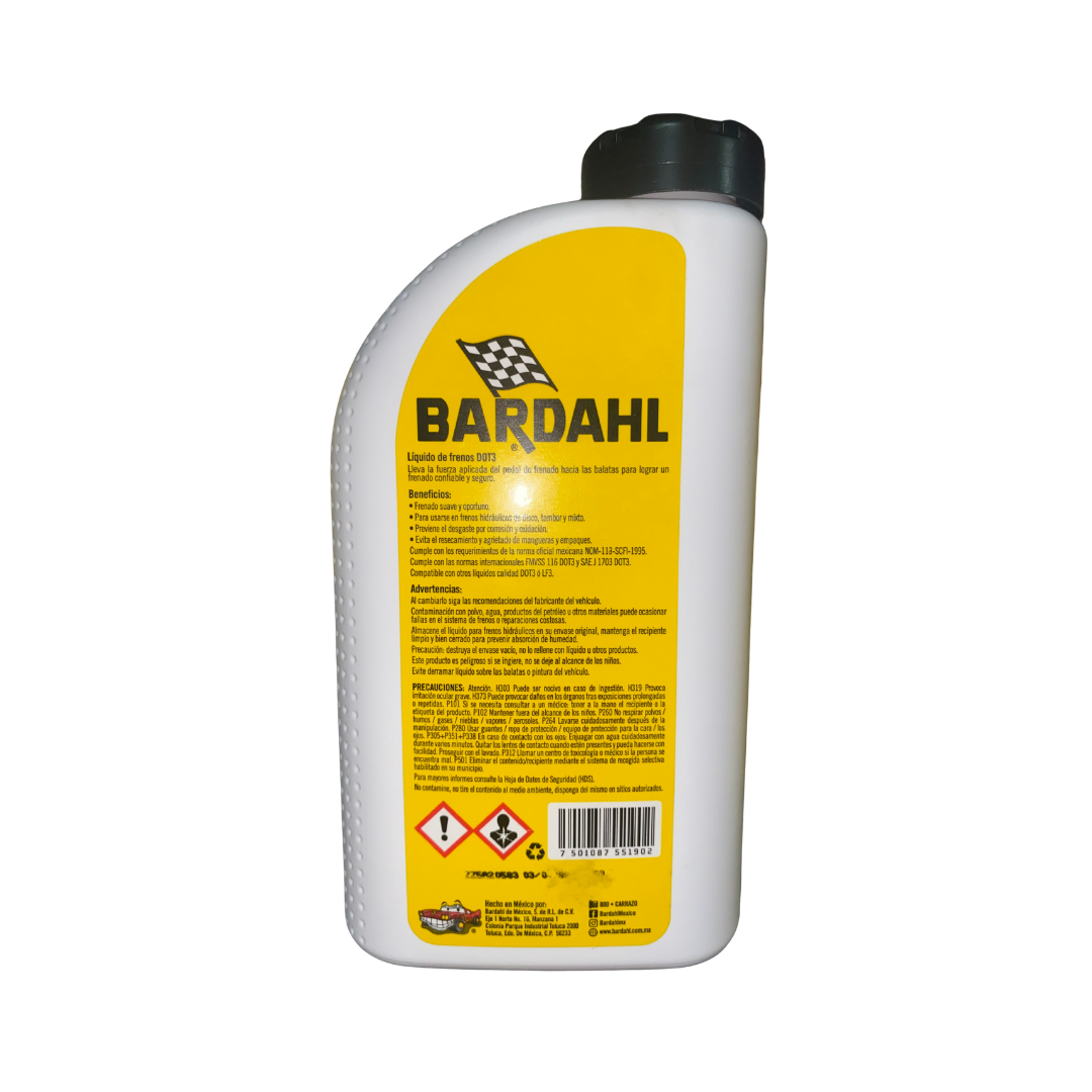 Líquido de Frenos Bardahl DOT 3 LF-3 900 ml para Sistema ABS, Disco y Tambor