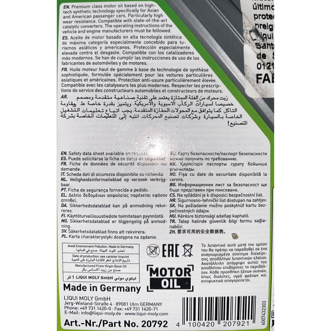 Aceite sintético Liqui Moly Special Tec AA 5W-20 API SP / ILSAC GF-6A 1 L